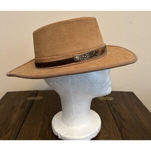 Henschel Hat H1H  Genuine Suede Brown Leather Hat Small, Excellent Condition